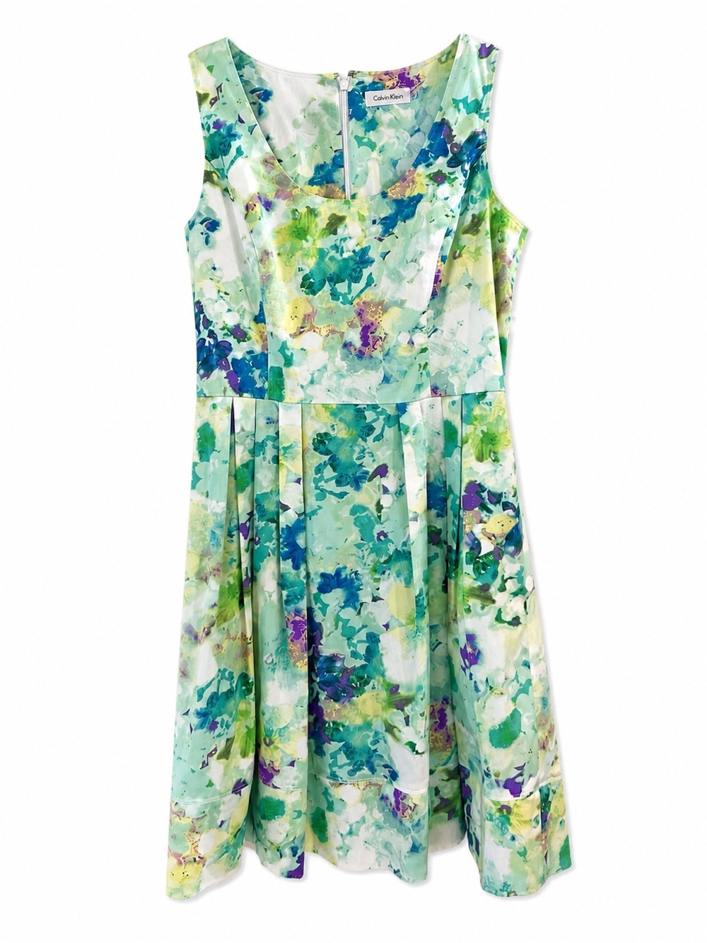 Calvin Klein Floral Sheath Dress Women’s Size 6 Cotton Stretch Midi - Picture 2 of 11